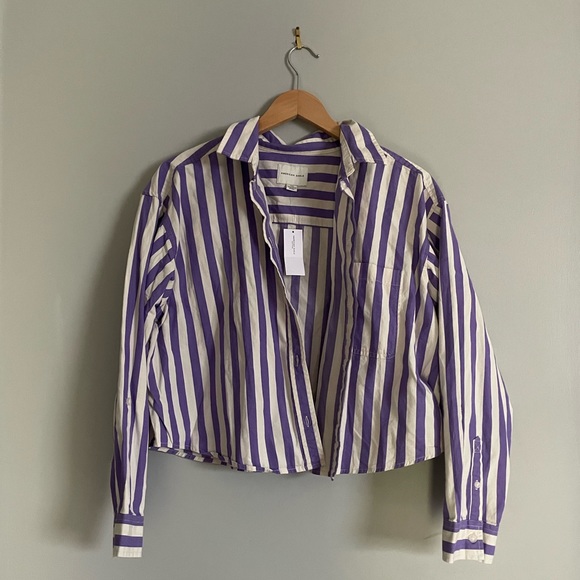 NWT American Eagle Crop Button Up - Picture 1 of 4